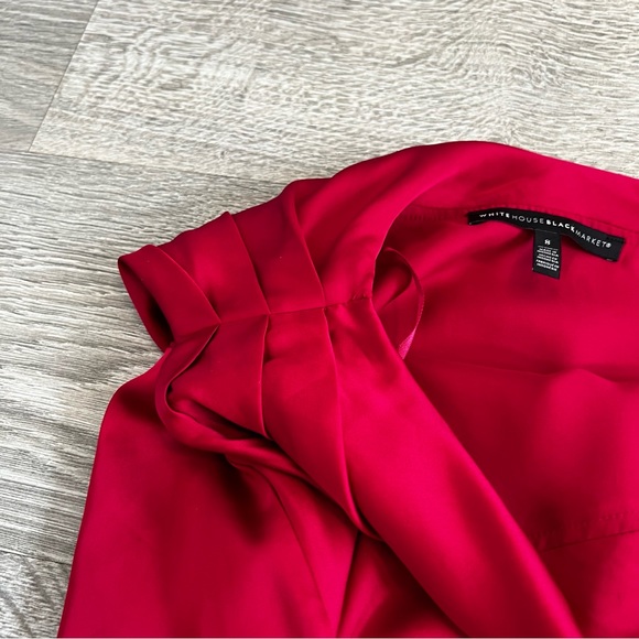 WHITE HOUSE BLACK MARKET Assymetrical Long Sleeve Blouse - Red - Picture 6 of 13